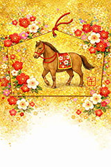 絵馬(午年),絵馬,午年イラスト和柄,和柄,馬イラスト,午,馬,うま,ウマ,金箔,金粉,梅,午年,干支,正月,お正月,年賀状,2026午年,午年年賀状,新年,ニューイヤー,アニバーサリー,イラスト,illustration,japan,horse