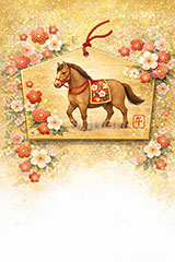 絵馬(午年),絵馬,午年イラスト和柄,和柄,馬イラスト,水彩,水彩画,午,馬,うま,ウマ,梅,午年,干支,正月,お正月,年賀状,2026午年,午年年賀状,新年,ニューイヤー,アニバーサリー,イラスト,illustration,japan,horse