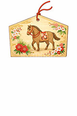 絵馬(午年),絵馬,午年イラスト和柄,和柄,馬イラスト,水彩,水彩画,午,馬,うま,ウマ,梅,午年,干支,正月,お正月,年賀状,2026午年,午年年賀状,新年,ニューイヤー,アニバーサリー,イラスト,illustration,japan,horse