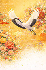 鶴のイラスト,花柄,和柄,鶴,つる,ツル,野鳥,鳥,屛風,めでたい,正月,お正月,年賀状,新年,ニューイヤー,アニバーサリー,イラスト,illustration,japan,crane