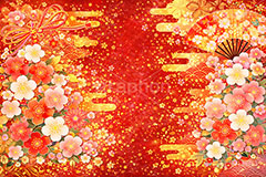 和柄背景,年賀,年賀状,お正月,正月,和柄,花柄,和,和風,雲,派手,豪華,ひな祭り,雛祭り,ひなまつり,おめでたい,event,japan,AI生成素材