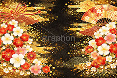 和柄背景,年賀,年賀状,お正月,正月,和柄,花柄,和,和風,雲,派手,豪華,ひな祭り,雛祭り,ひなまつり,おめでたい,event,japan,AI生成素材