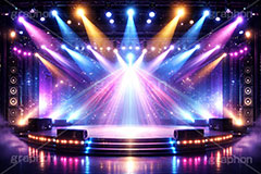 ライブステージ,ステージ,推し,推し活,舞台,ライブ,ライヴ,コンサート,アイドル,シアター,ホール,サイリウム,ペンライト,メンバーカラー,背景,照明,音楽,主役,ミュージック,ライト,スポットライト,イラスト,illustration,light,frame,hall,theater,live,stage,music,AI生成素材