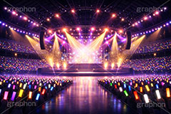 ライブステージ,ステージ,推し,推し活,舞台,ライブ,ライヴ,コンサート,アイドル,シアター,ホール,サイリウム,ペンライト,メンバーカラー,背景,照明,音楽,主役,ミュージック,ライト,スポットライト,イラスト,illustration,light,frame,hall,theater,live,stage,music