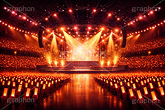 ライブステージ,ステージ,推し,推し活,舞台,ライブ,ライヴ,コンサート,アイドル,シアター,ホール,サイリウム,ペンライト,メンバーカラー,背景,照明,音楽,主役,ミュージック,ライト,スポットライト,イラスト,illustration,light,frame,hall,theater,live,stage,music,AI生成素材