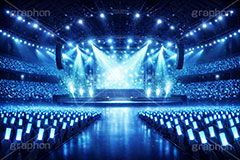 ライブステージ,ステージ,推し,推し活,舞台,ライブ,ライヴ,コンサート,アイドル,シアター,ホール,サイリウム,ペンライト,メンバーカラー,背景,照明,音楽,主役,ミュージック,ライト,スポットライト,イラスト,illustration,light,frame,hall,theater,live,stage,music,AI生成素材