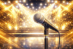 ライブステージ,マイク,マイクスタンド,ステージ,推し,推し活,舞台,ライブ,ライヴ,コンサート,アイドル,シアター,ホール,背景,照明,音楽,主役,ミュージック,ライト,スポットライト,イラスト,illustration,light,frame,hall,theater,live,stage,music,mic