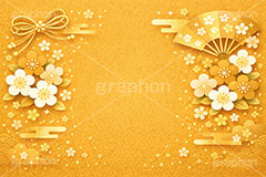 和柄背景,年賀,年賀状,お正月,正月,和柄,花柄,和,和風,派手,豪華,雲柄,波柄,紐,扇子,梅,金,ゴールド,金箔,おめでたい,ひな祭り,雛祭り,ひなまつり,event,japan,AI生成素材