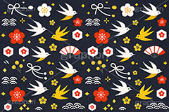 和柄背景,年賀,年賀状,お正月,正月,和柄,花柄,和,和風,雲柄,波柄,紐,扇子,梅,つばめ,燕,ツバメ,ハイカラ,はいから,おめでたい,ひな祭り,雛祭り,ひなまつり,event,japan,AI生成素材