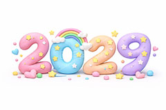 2029(クレイ),年号,西暦,クレイ,クレイアート,ねんど,粘土,虹,星,レインボー,年賀状,お正月,正月,年明け,新年,ニューイヤー,アニバーサリー,イベント,行事,ポップ,かわいい,カワイイ,可愛い,メッセージ,テキスト,message,text,POP,event,anniversary,clay,rainbow,2029