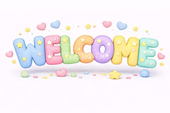 WELCOME,welcome,ウェルカム,ようこそ,歓迎,招待,クレイ,クレイアート,ねんど,粘土,虹,星,レインボー,ポップ,かわいい,カワイイ,可愛い,メッセージ,テキスト,message,text,POP,clay,rainbow