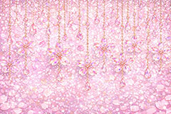 ジュエリー・ブロッサム,宝石,アクセ,ジュエリー,クリスタル,チェーン,桜,さくら,サクラ,花見,しずく,雫,ブロッサム,春,花,花びら,花弁,背景,キラキラ,イラスト,blossom,spring,flower,glass,jewel
