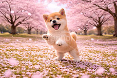 春の散歩,桜のじゅうたん,桜,さくら,サクラ,春,花見,花弁,花びら,散る,桜の花びら,花吹雪,公園,散歩,豆柴の子犬,公園,いぬ,イヌ,犬,子犬,ドッグ,豆柴,かわいい,カワイイ,可愛い,キュート,ペット,動物,cute,pet,dog,spring,AI生成素材