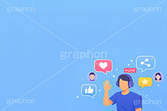 ライブ配信,いいね,共有,シェア,お気に入り,グッド,配信,ライバー,インフルエンサー,VTuber,配信,ライブ,ゲーム実況,コメント欄,コメント,チャット,ヘッドホン,ヘッドフォン,放送,映像,動画,実況,配信素材,人物,男性,イラスト,illustration,SNS,PC,live,streamer,good,share,AI生成素材