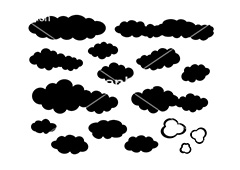 雲マテリアル詰め合わせ,くも,雲,クラウド,マテリアル,イラスト,ポップ,白黒,モノクロ,まんが,漫画,詰め合わせ,セット,イラストセット,シルエット,アイコン,プリ画,cloud,material,illustration,POP,assortment