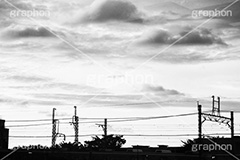 夕焼け,モノクロ,白黒,しろくろ,モノクローム,単色画,単彩画,単色