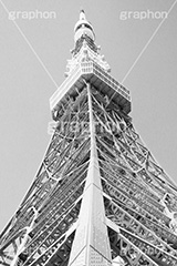 東京タワー,モノクロ,白黒,しろくろ,モノクローム,単色画,単彩画,単色