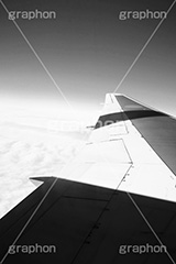 飛行機上空,モノクロ,白黒,しろくろ,モノクローム,単色画,単彩画,単色